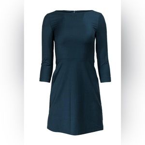 Theory Dark Teal Boat Neck Sheath Dress - Size 10